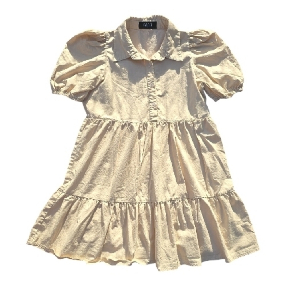 fab'rik Beige Mini Havana Dress Sz.Sml - Picture 2 of 9